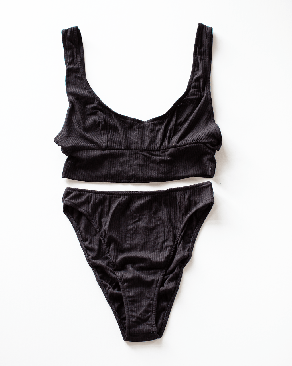 Tank Bralette & High Cut Brief Set in Black