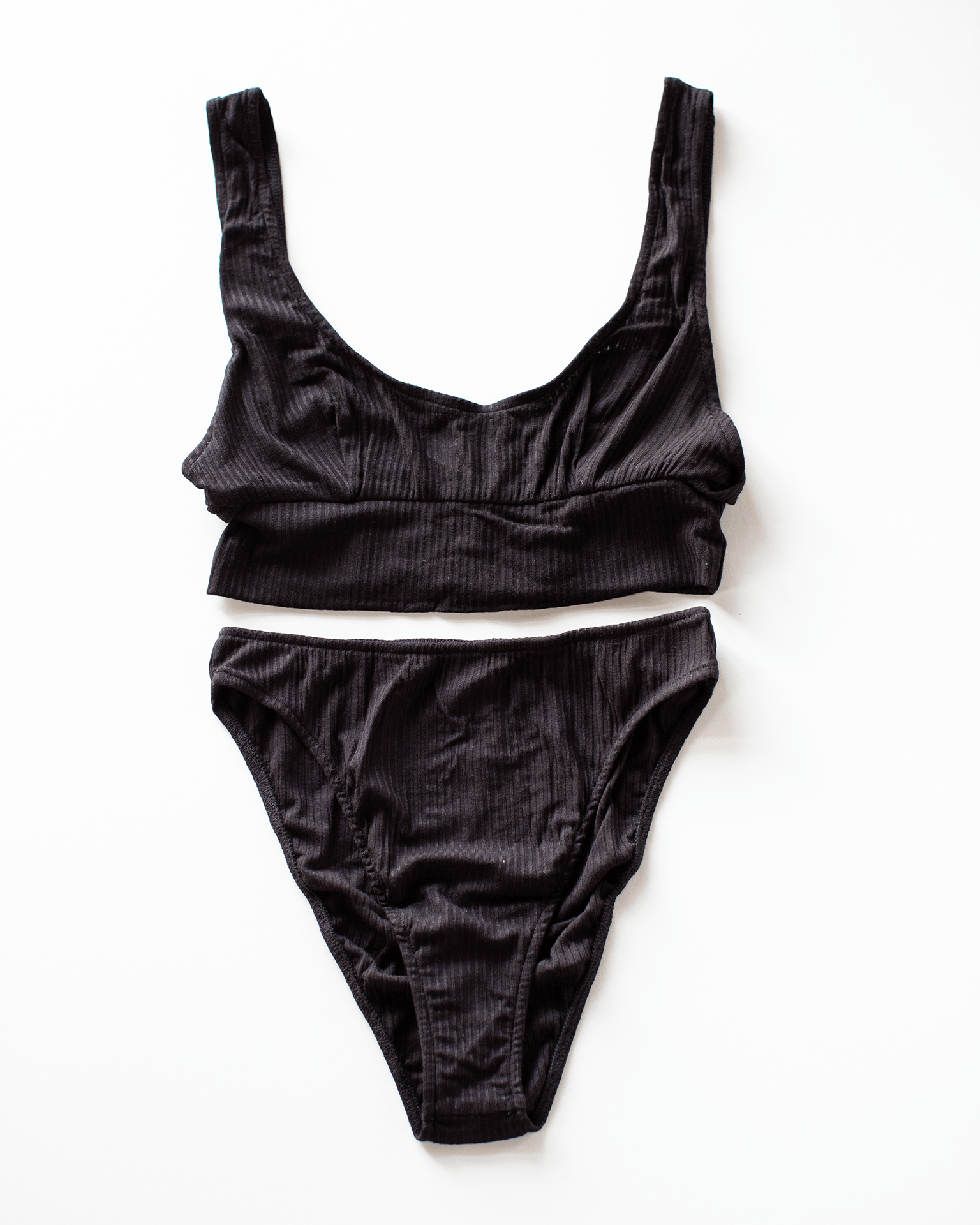 Tank Bralette & High Cut Brief Set in Black