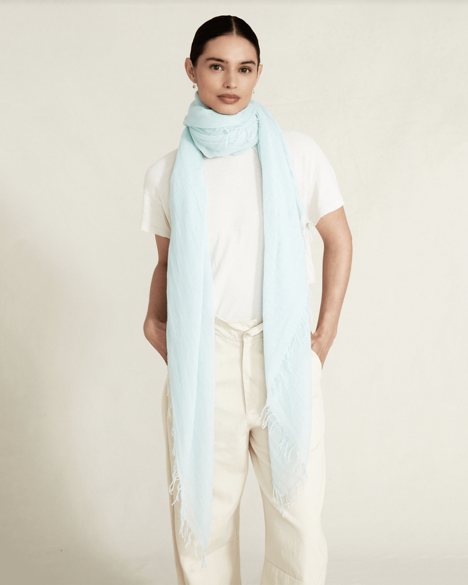Cashmere & Silk Scarf in Aqua