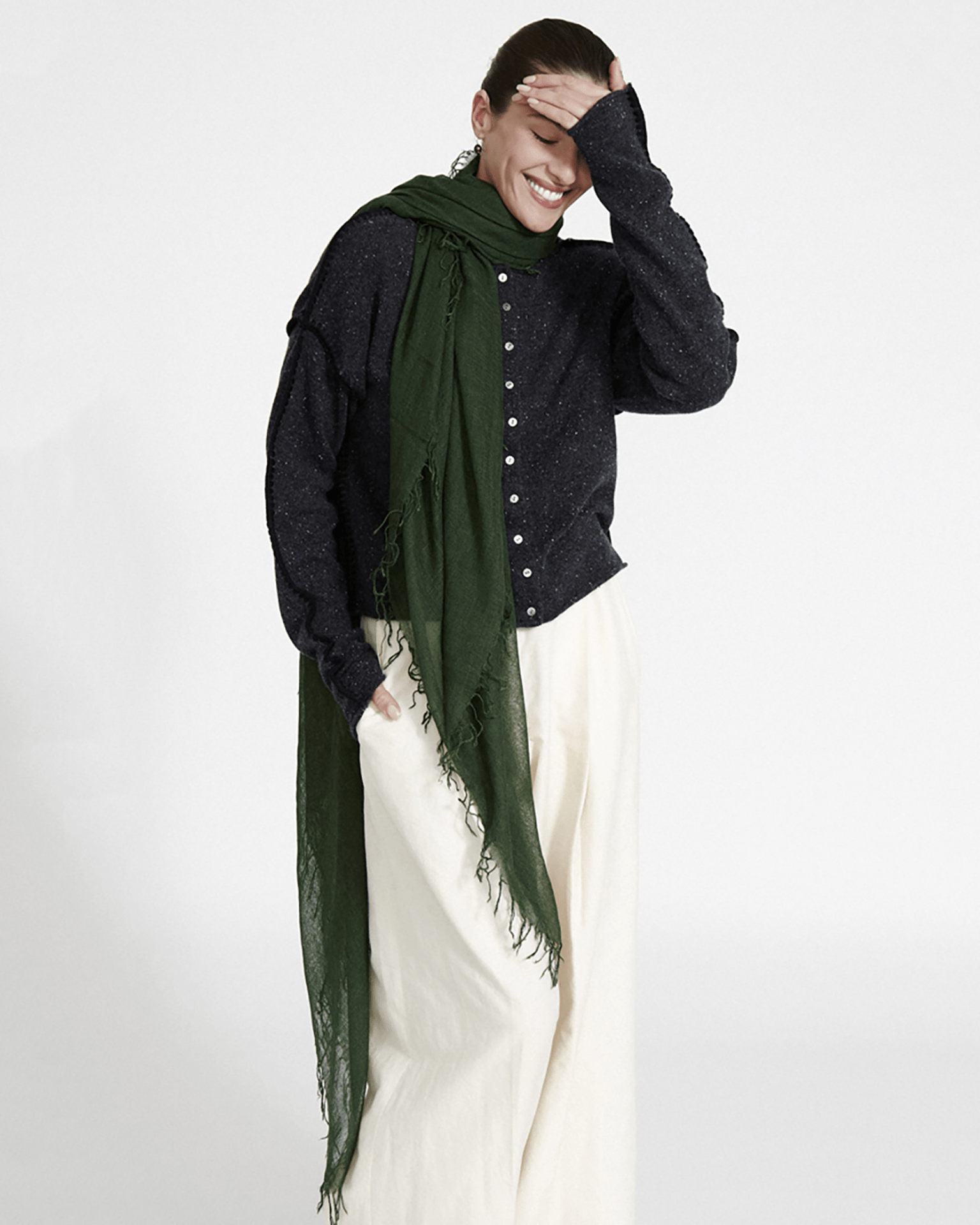 Cashmere & Silk Scarf in Greener Pastures