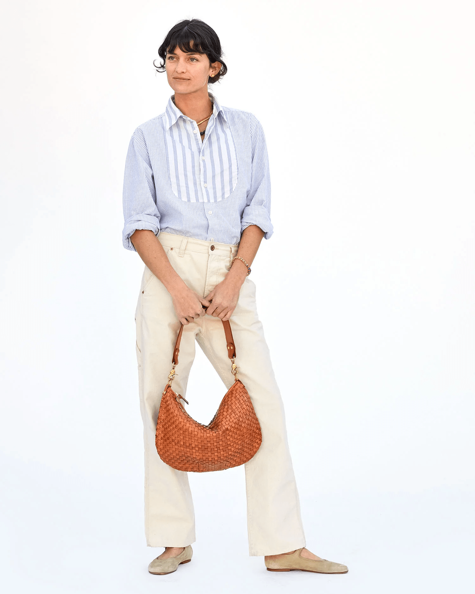 Moyen Messenger in Natural Woven Checker