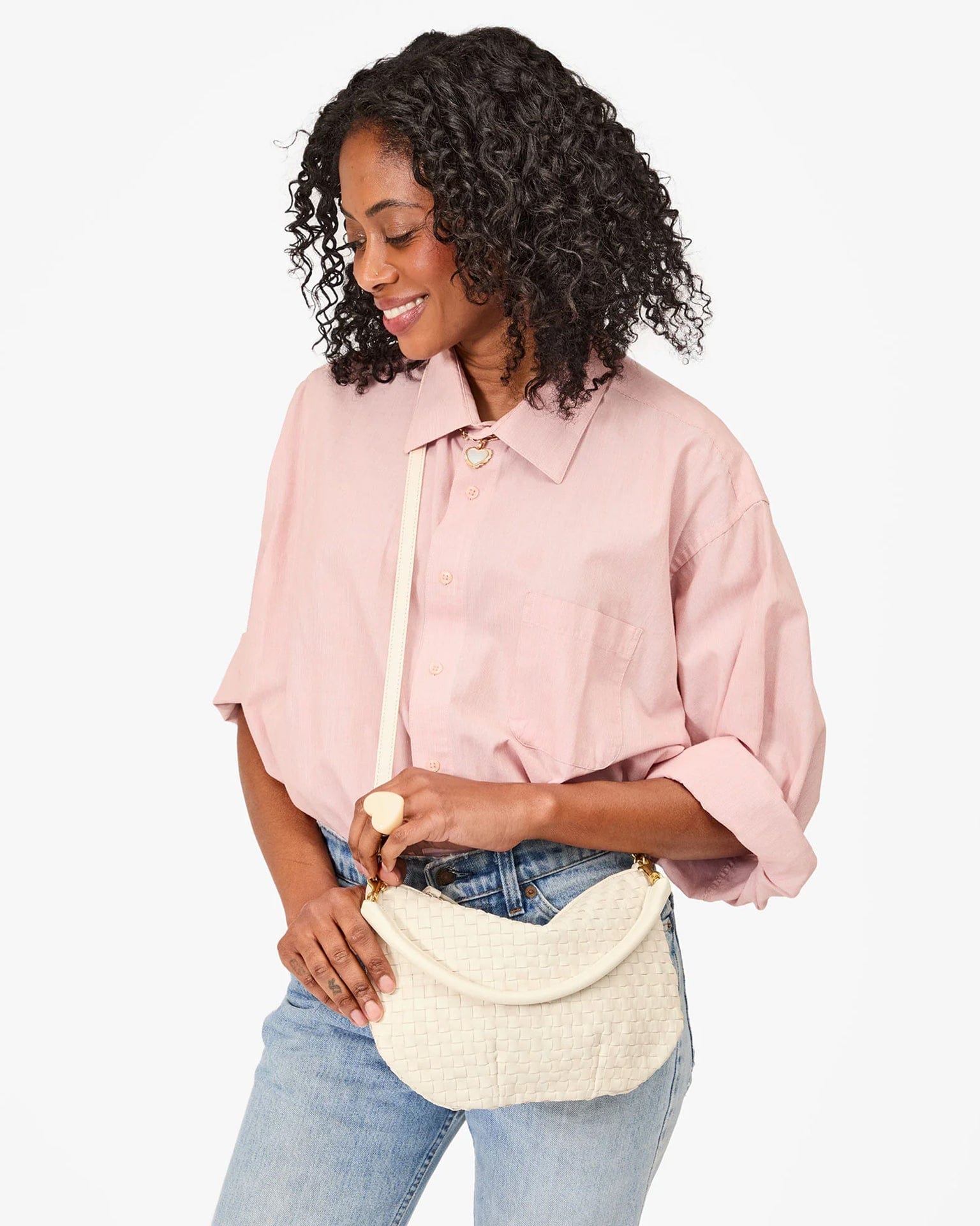 Petit Moyen Messenger - Woven Checker in Cream