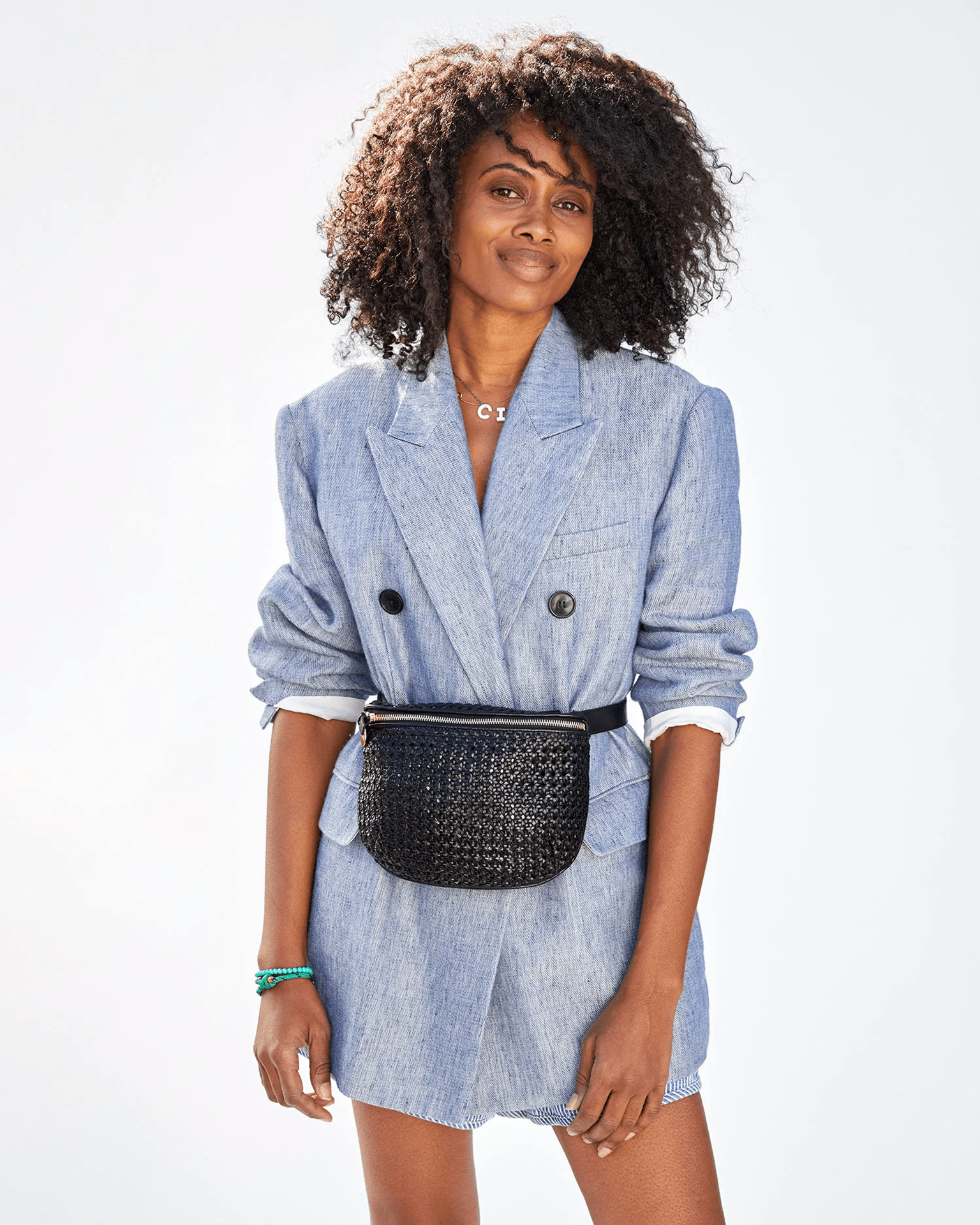 Rattan Fanny Pack in Black