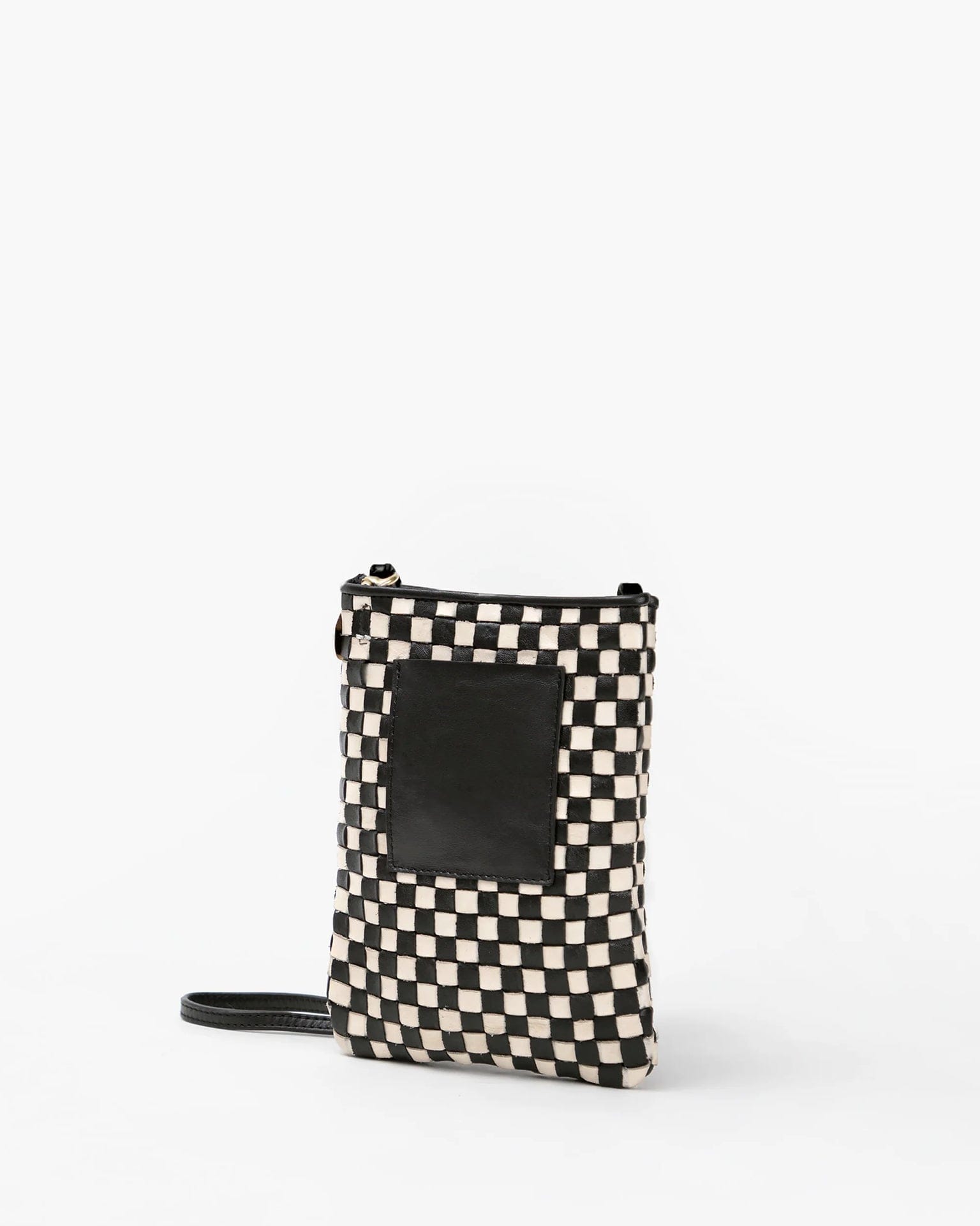 Woven Checker Poche in Black & Cream