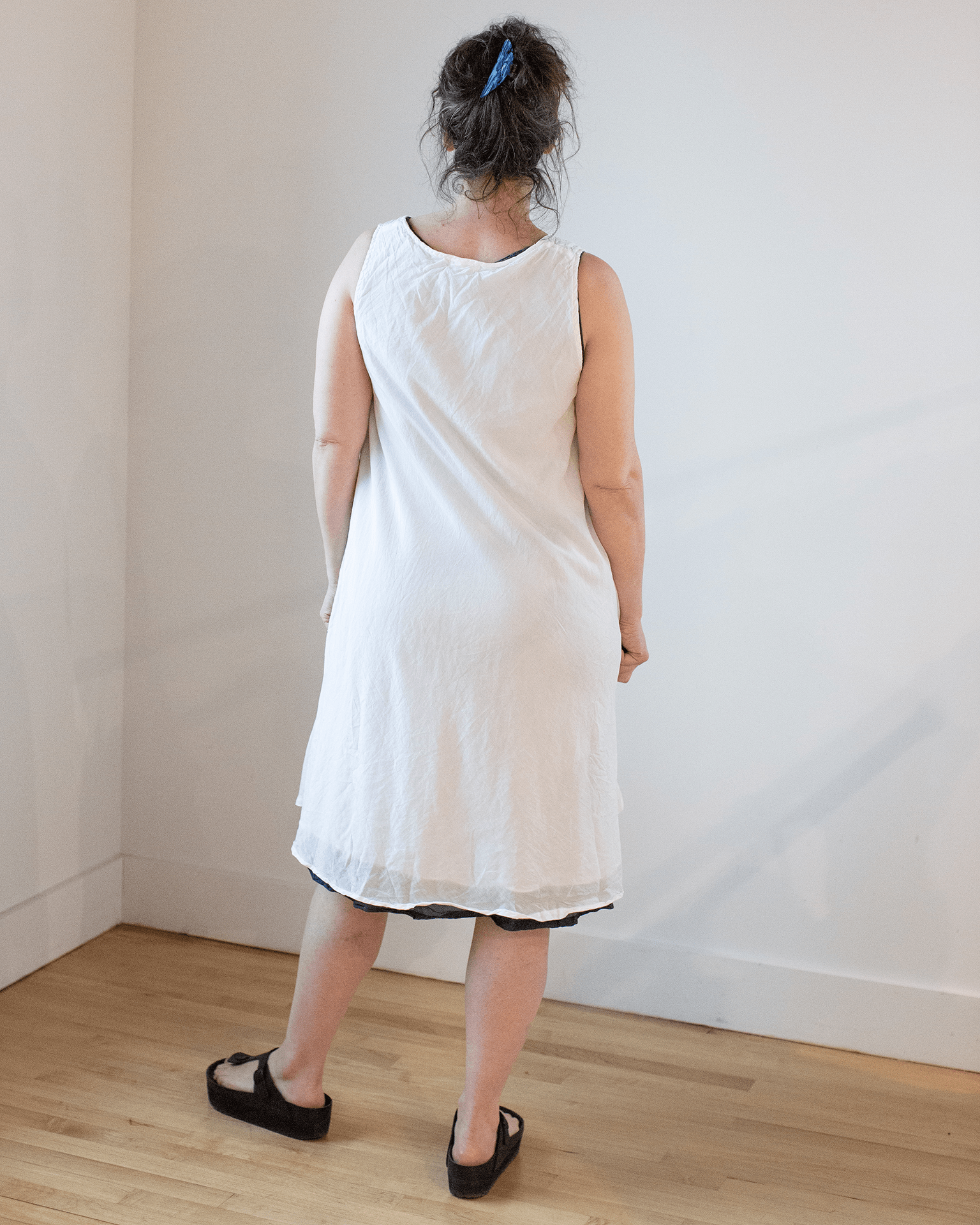 Bree Dress in White Cotton Silk