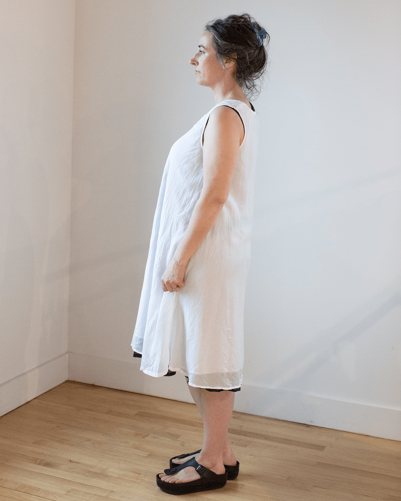 Bree Dress in White Cotton Silk