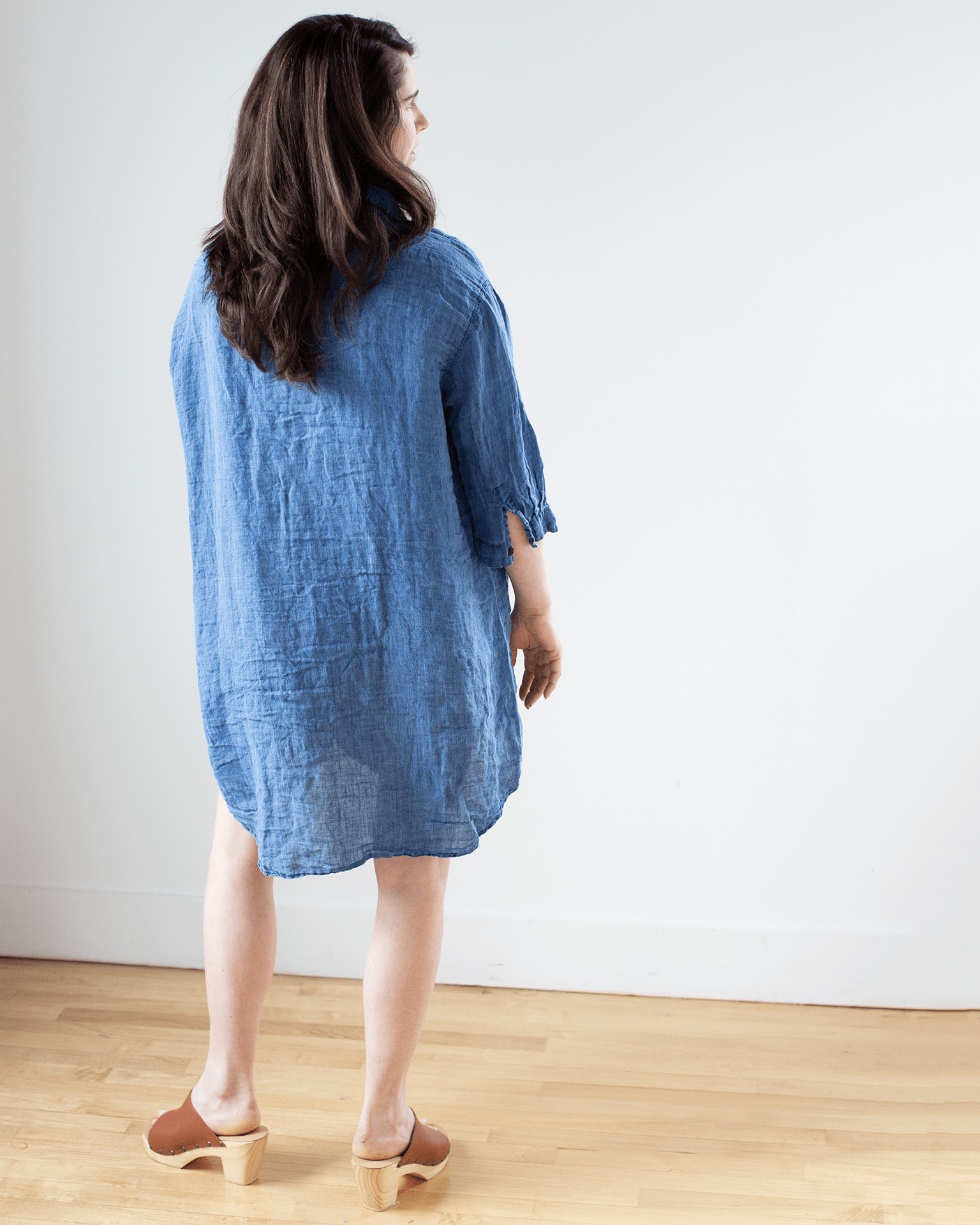 Cora Indigo Linen Dress in Bleach