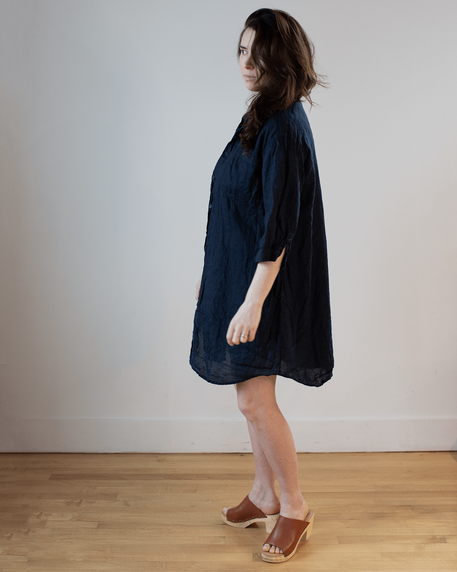 Cora Linen Dress in Ink