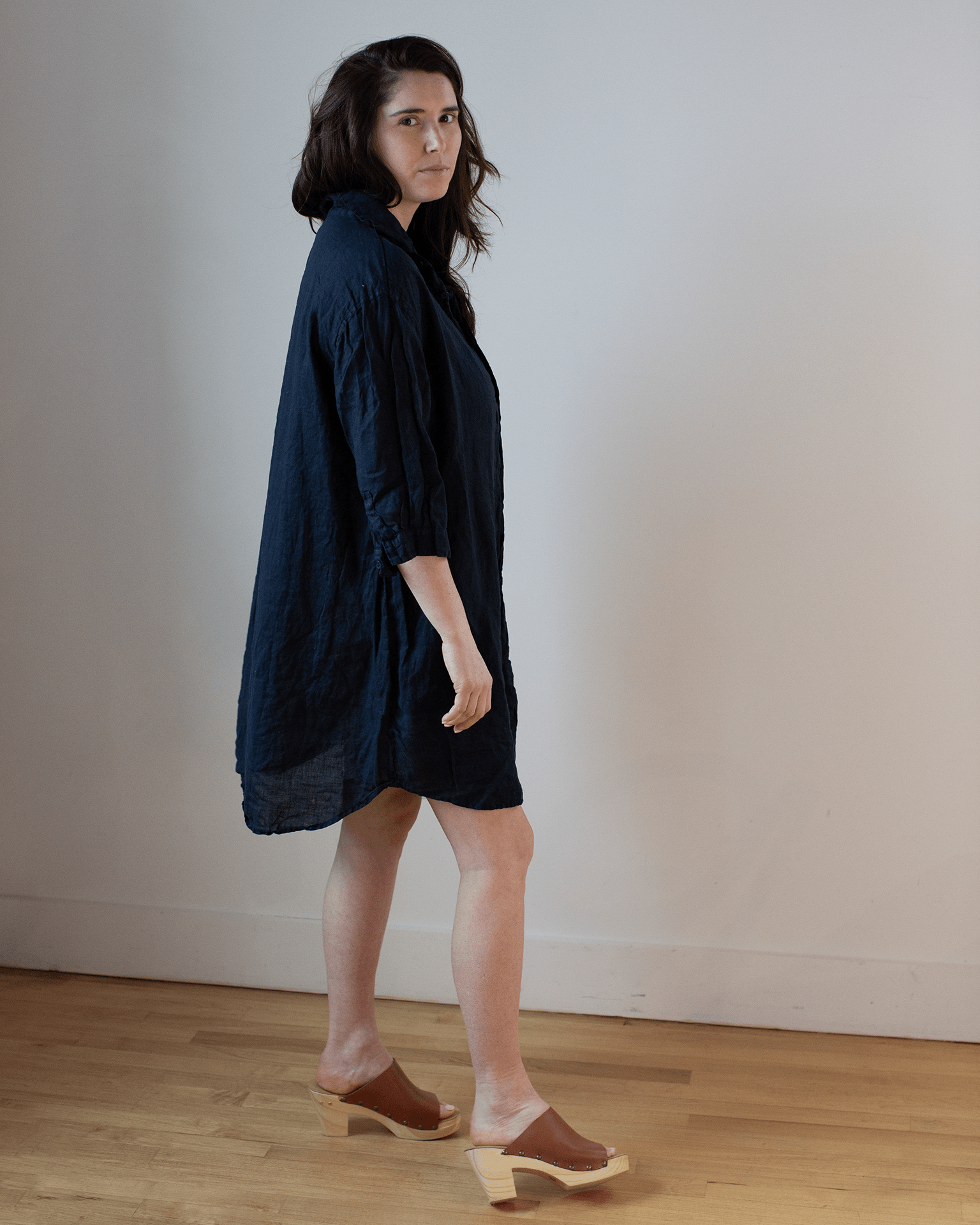 Cora Linen Dress in Ink