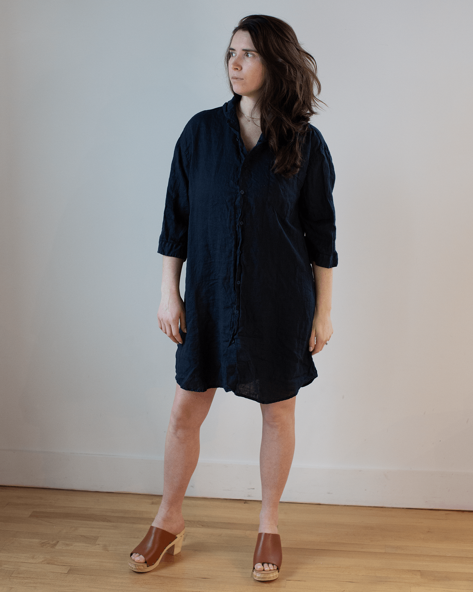 Cora Linen Dress in Ink
