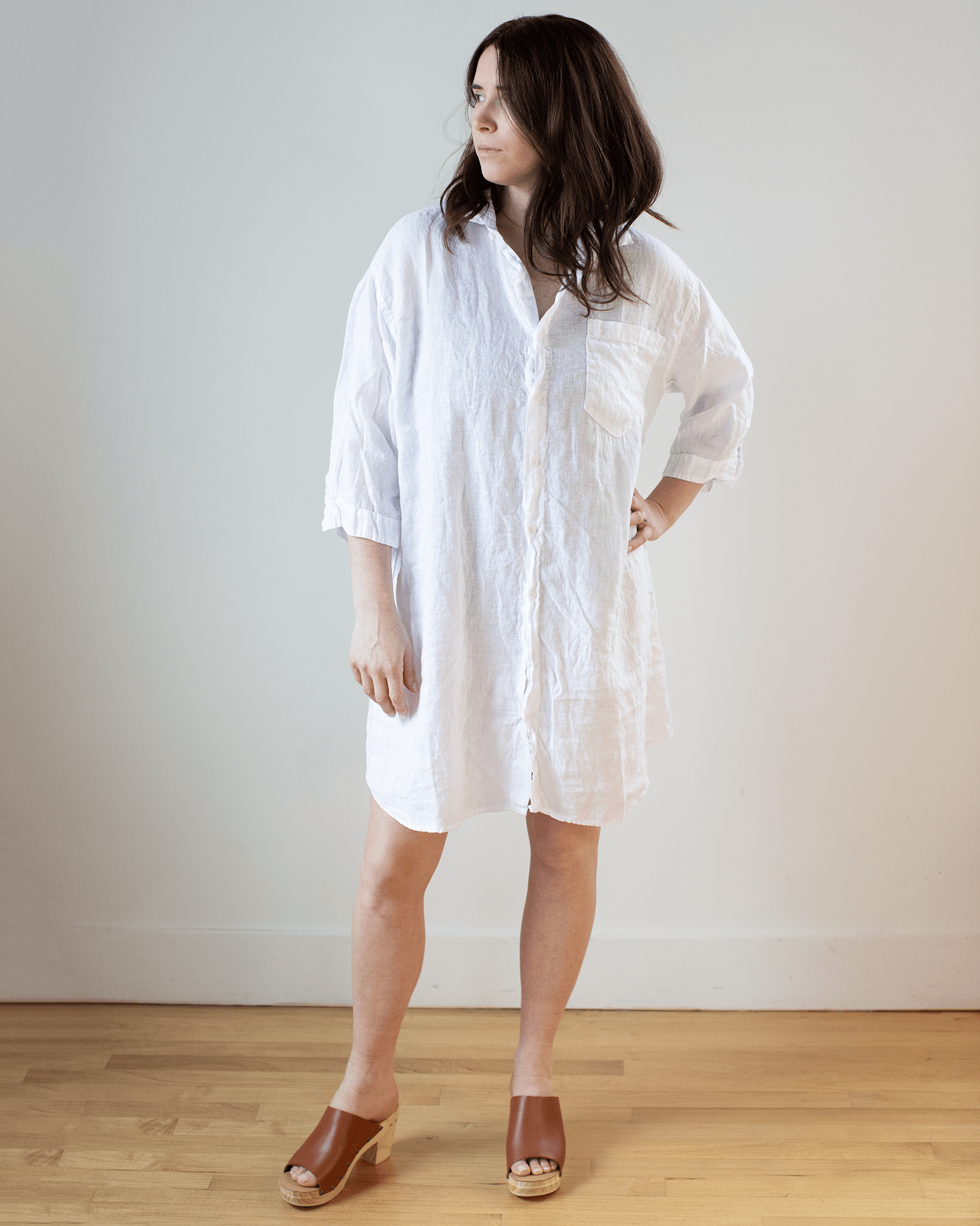 Cora Linen Dress in White