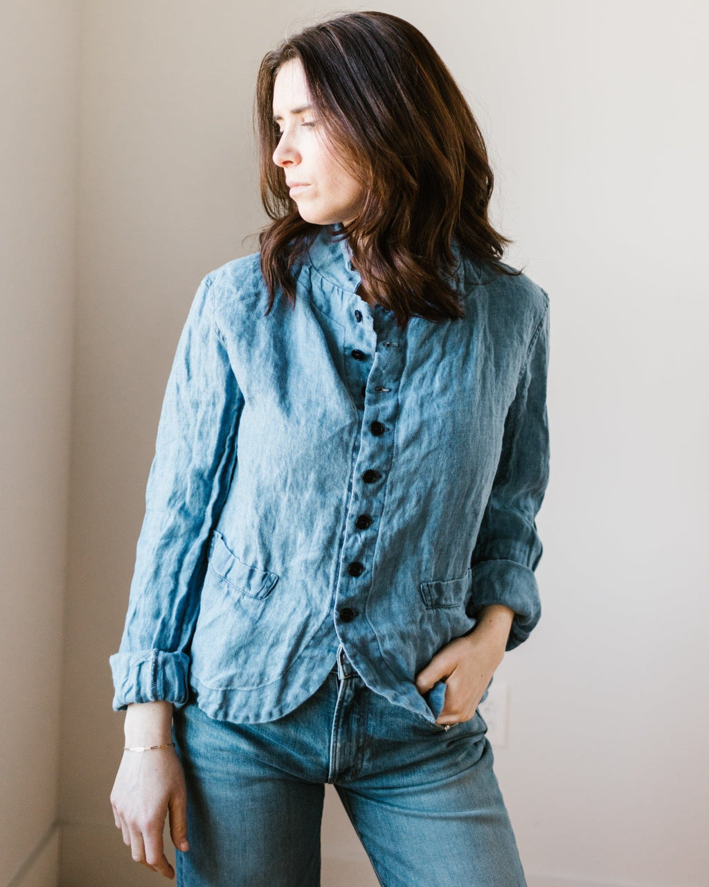 Dree Jacket in Bleach Indigo Twill