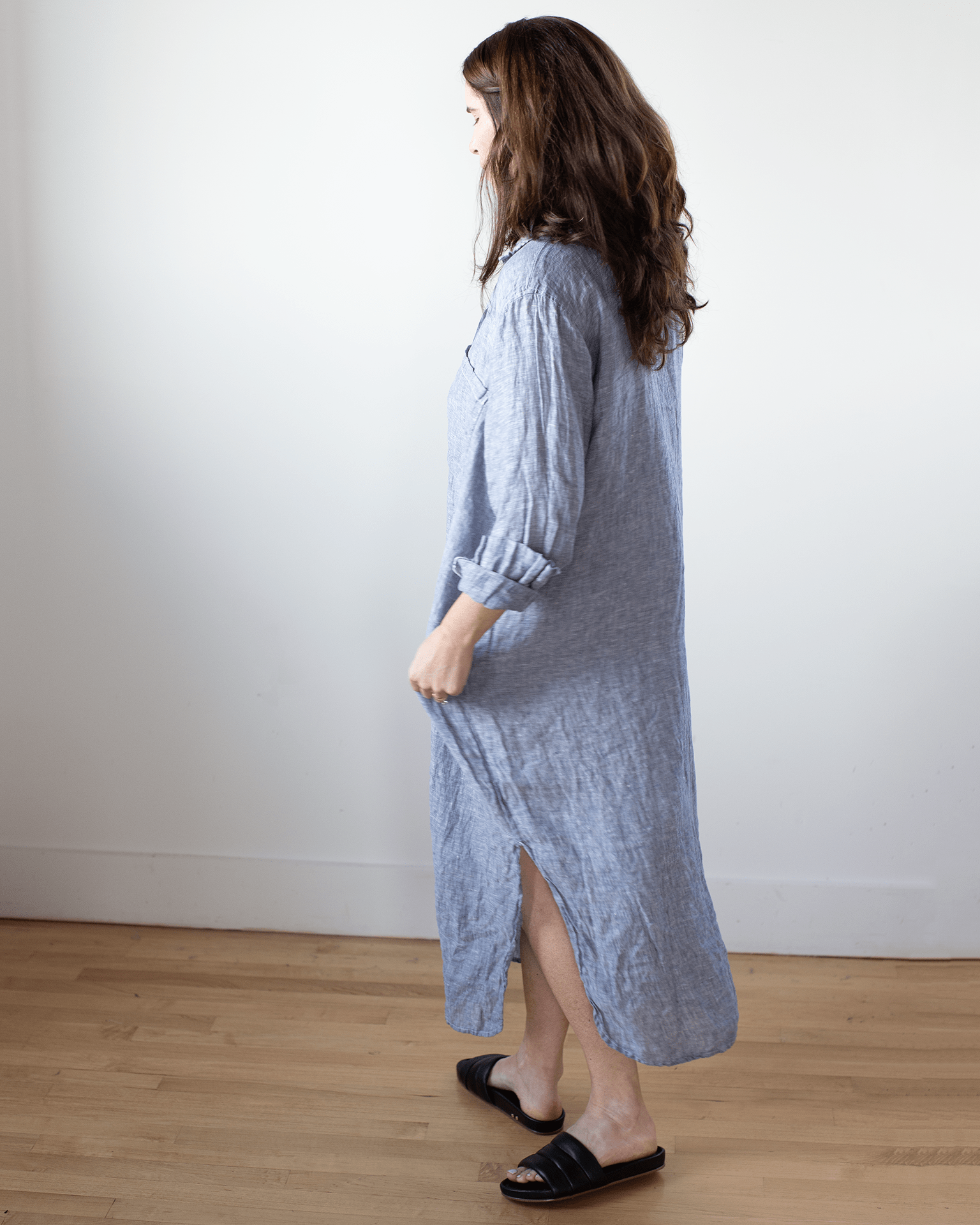 Elle Boxy Shirtdress in Ink Chambray