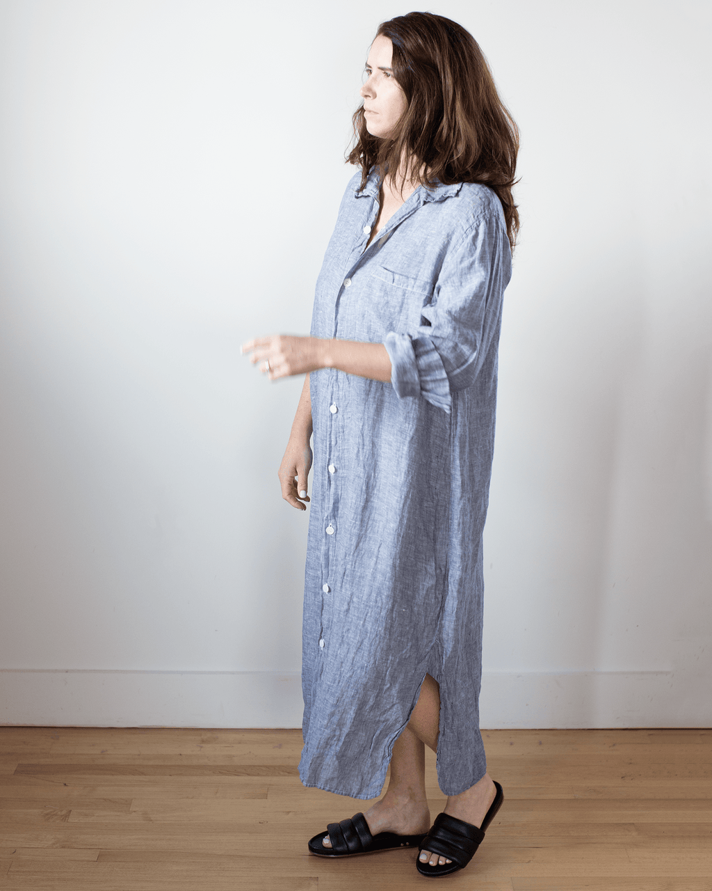 Elle Boxy Shirtdress in Ink Chambray