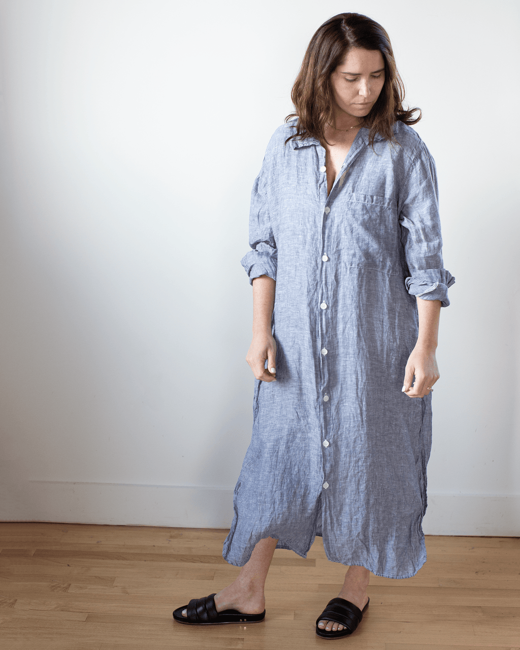 Elle Boxy Shirtdress in Ink Chambray