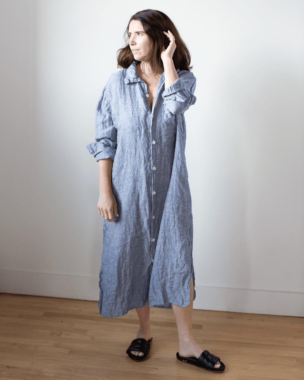 Elle Boxy Shirtdress in Ink Chambray