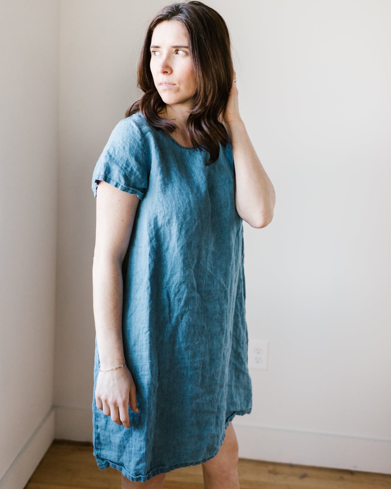 Esme Dress w/o Pockets in Bleach Indigo Twill