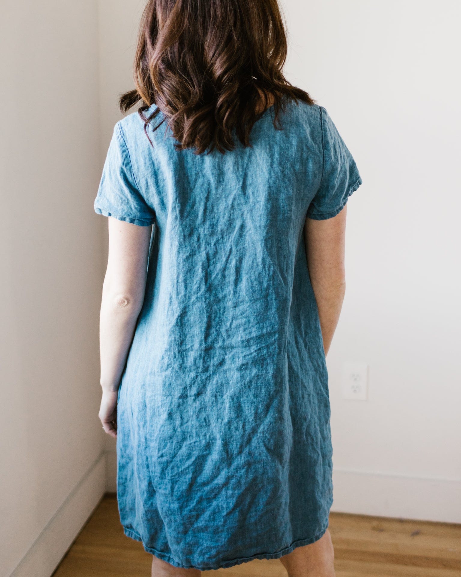 Esme Dress w/o Pockets in Bleach Indigo Twill