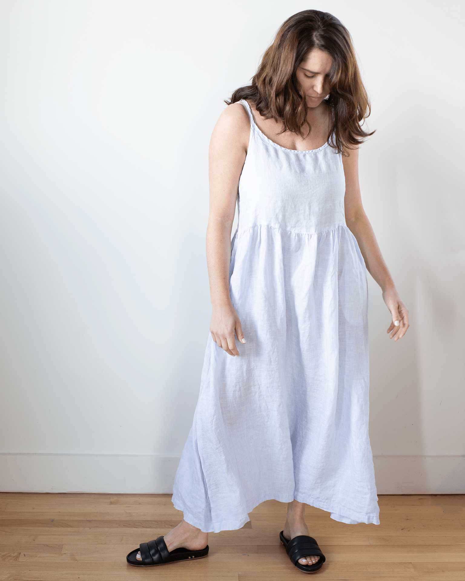Hazel Dress in Blue & White