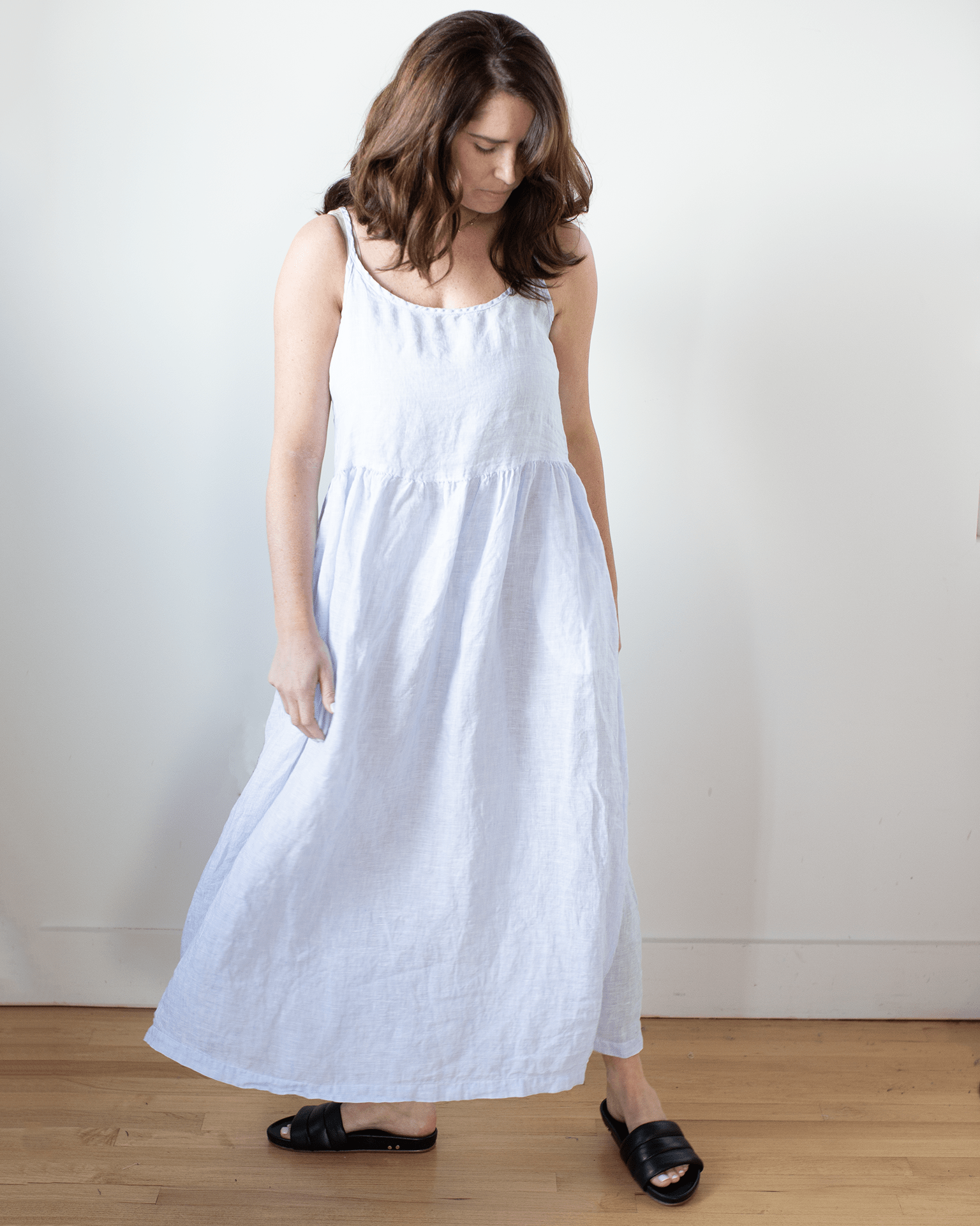 Hazel Dress in Blue & White
