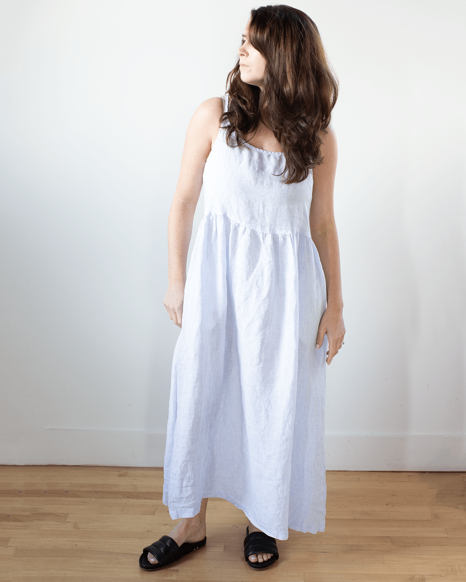 Hazel Dress in Blue & White