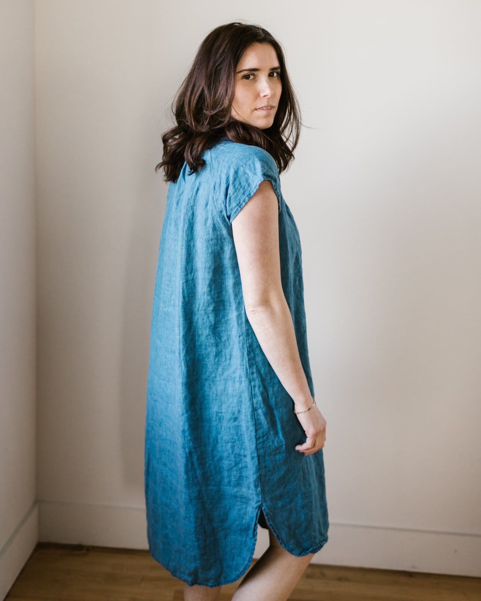 Lucy Dress w/o Pockets in Bleach Indigo Twill