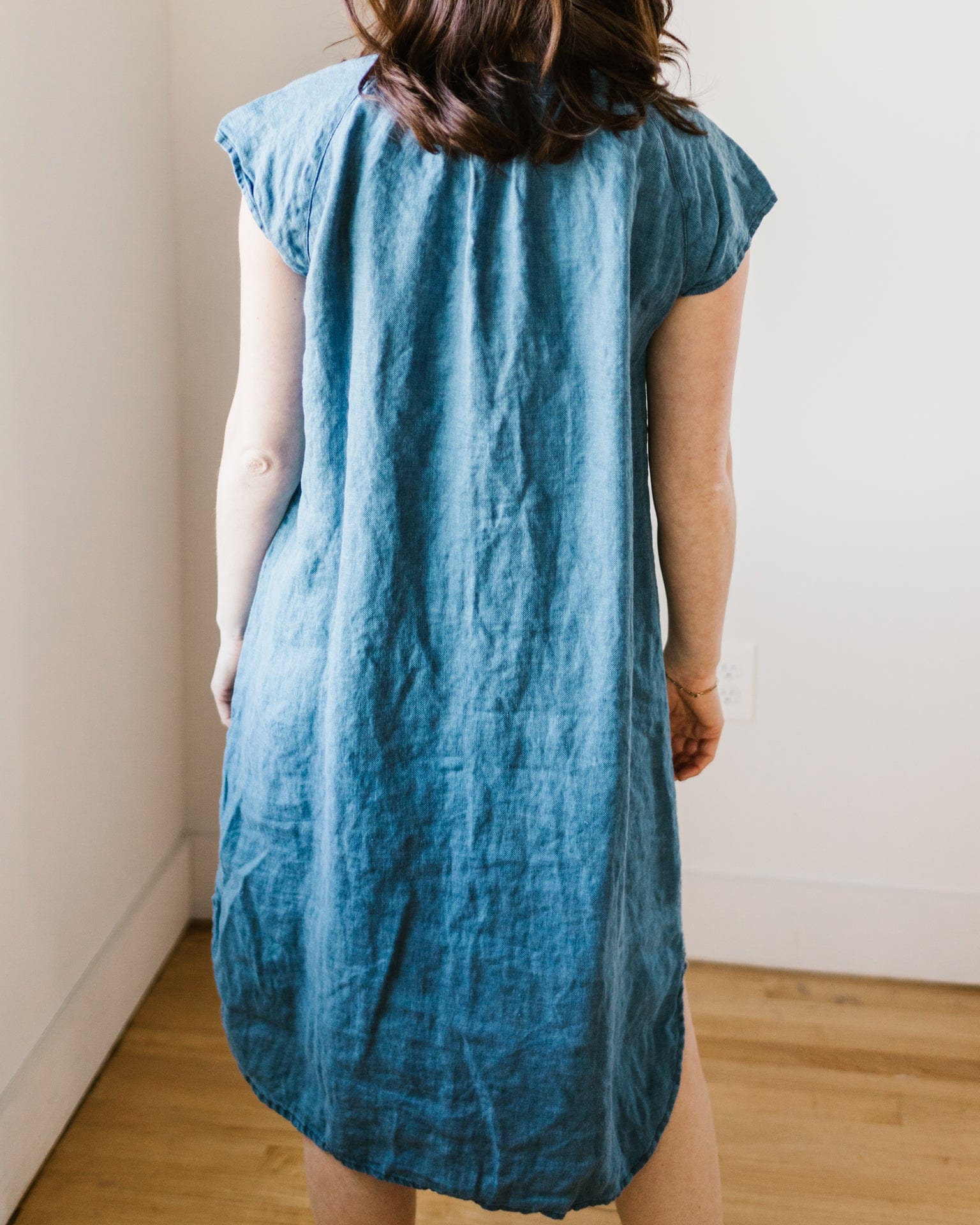 Lucy Dress w/o Pockets in Bleach Indigo Twill
