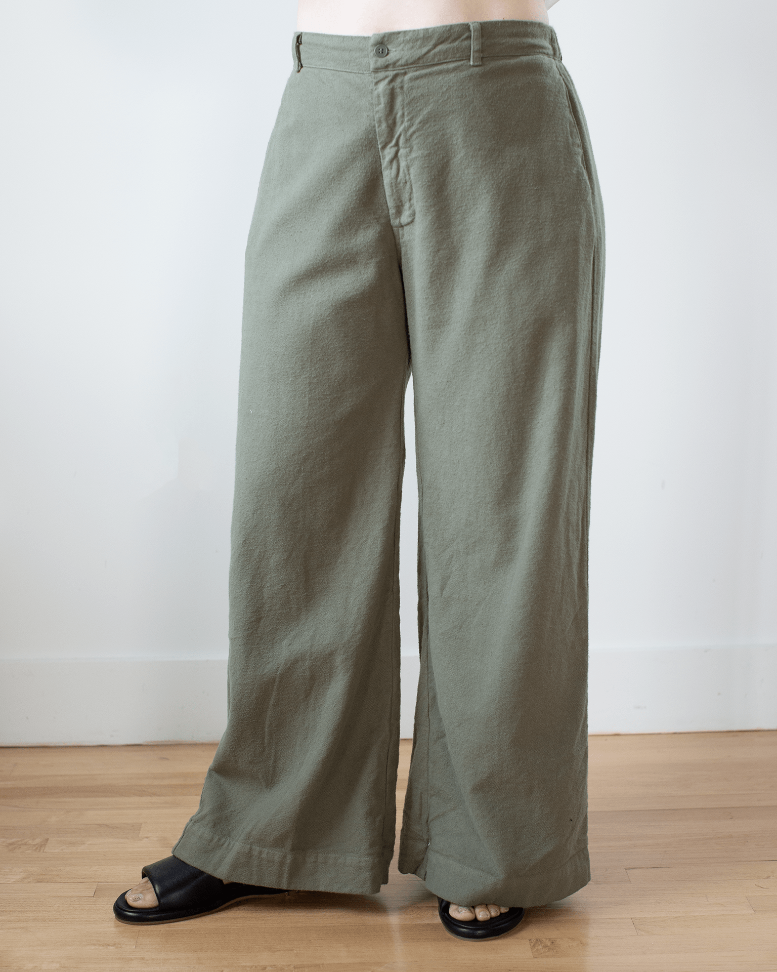 Polly Wide Leg Pant - Cotton Flannel in Millstone
