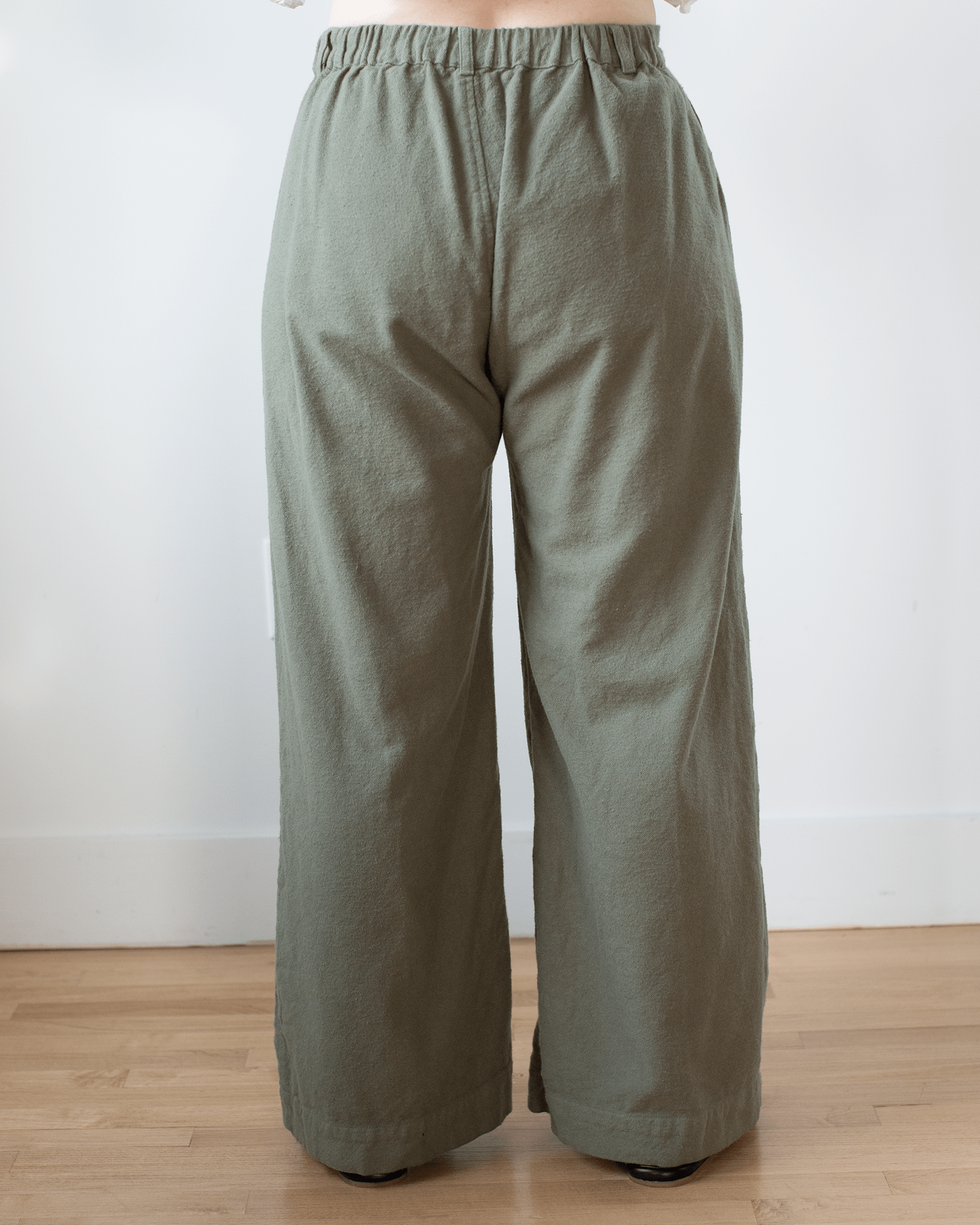 Polly Wide Leg Pant - Cotton Flannel in Millstone