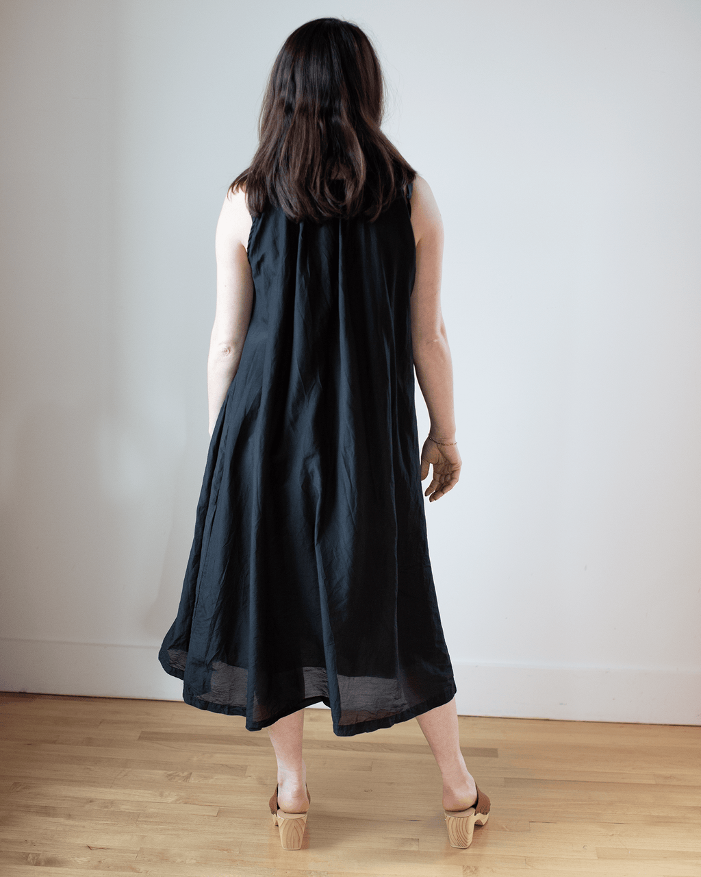 Sia Dress in Black Cotton Silk