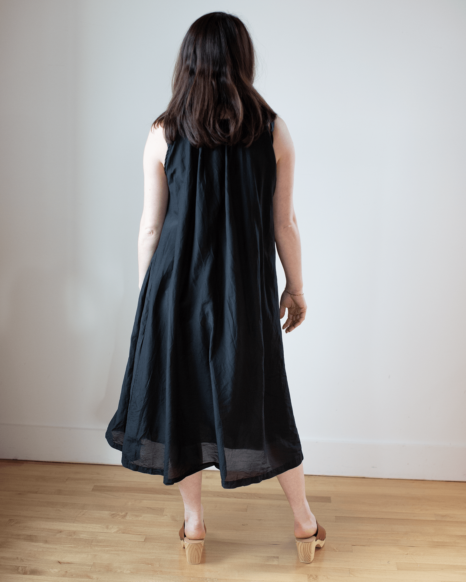 Sia Dress in Black Cotton Silk