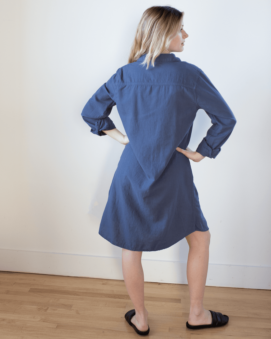 Tamsin Shirtdress - Textured Cotton in Midnight