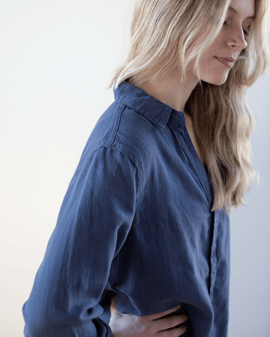 Tamsin Shirtdress - Textured Cotton in Midnight