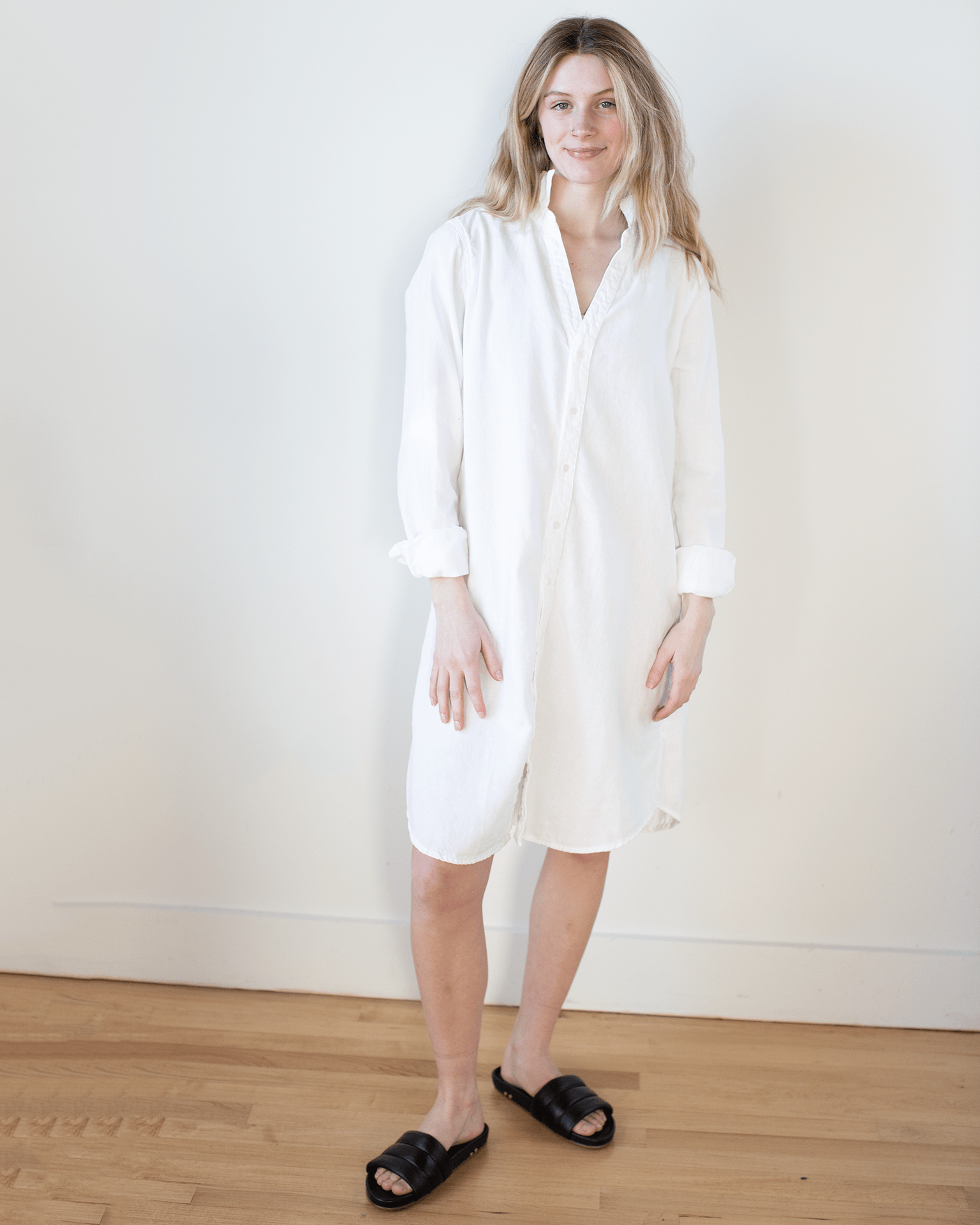 Tamsin Shirtdress - Textured Cotton in White