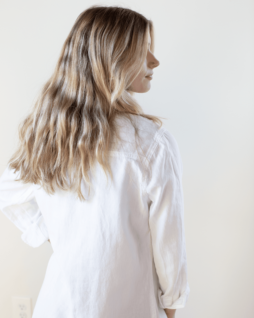 Tamsin Shirtdress - Textured Cotton in White