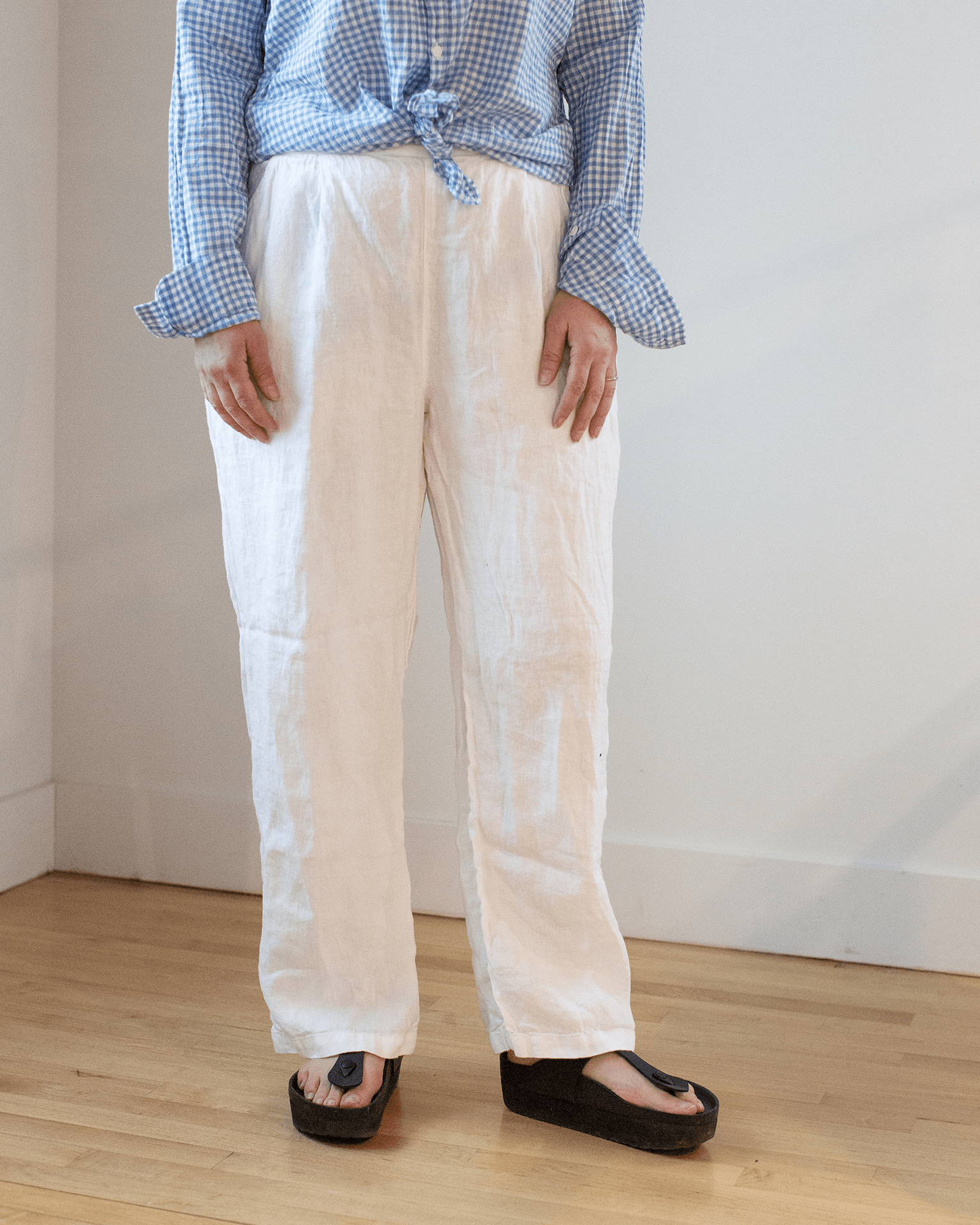 Tess Pant HW Linen Twill in White