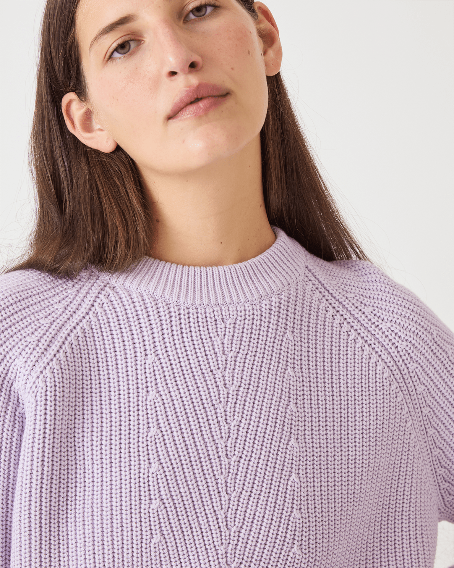 Chelsea Organic Cotton Sweater in Pale Lilac
