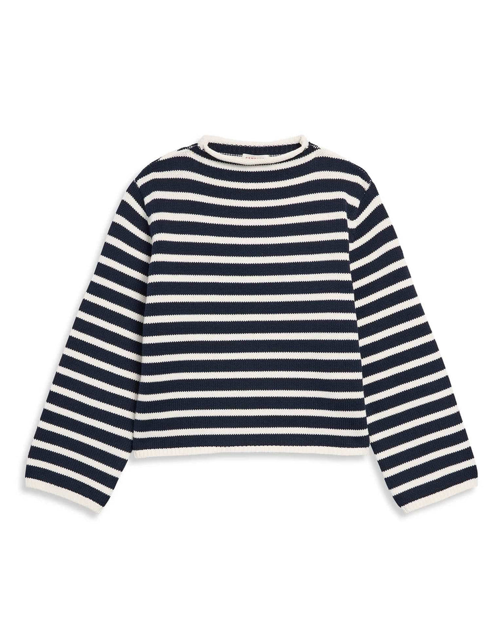 Dylan Stripe Cotton Sweater in Off White/Navy