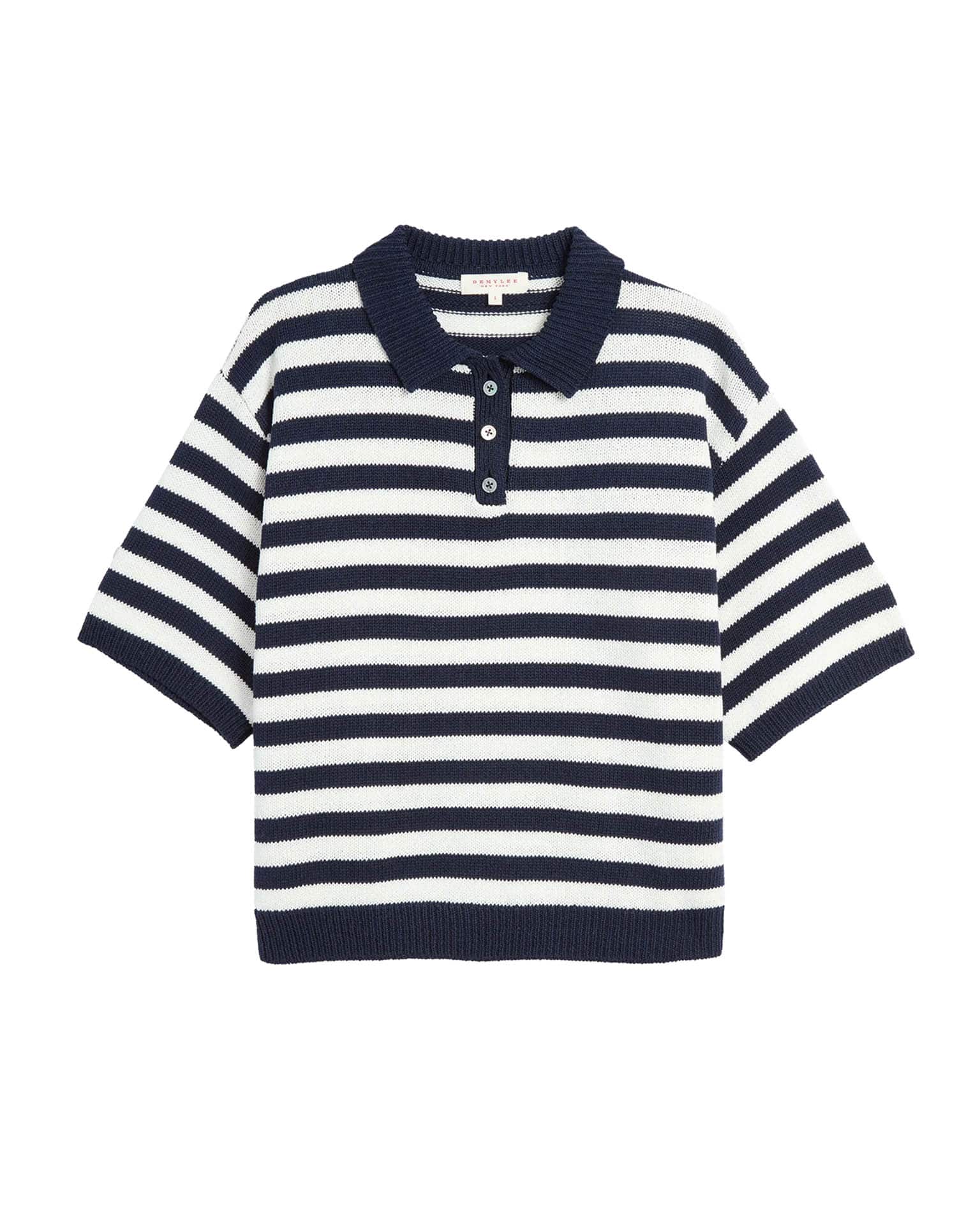 Luka Stripe Cotton Top in Off White/Navy