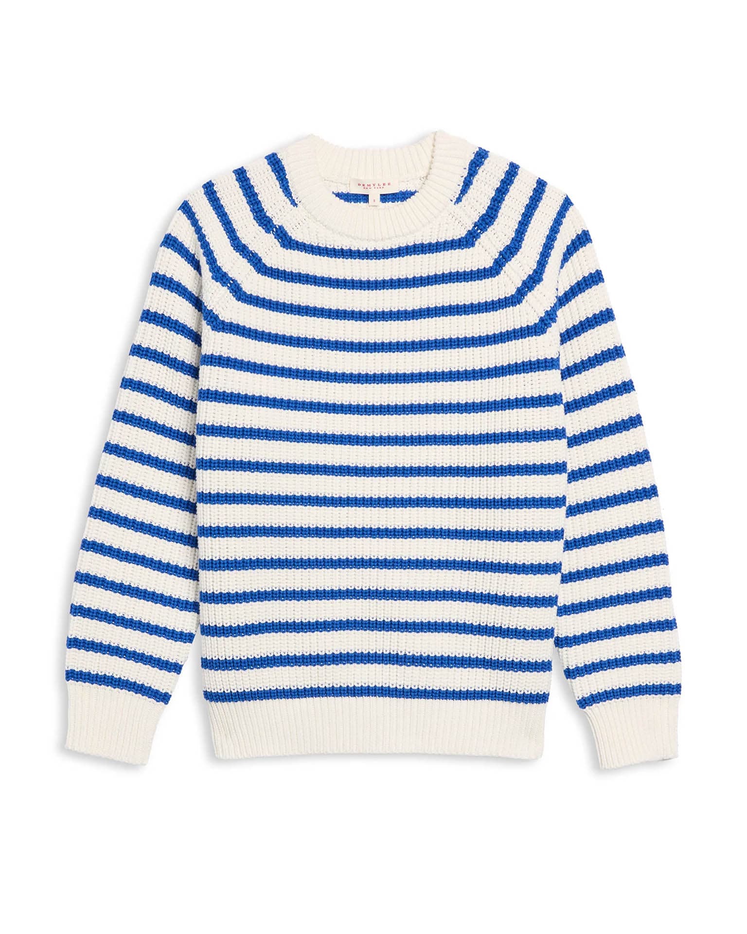 Phoebe Stripe Cotton Sweater in Off White/Blue