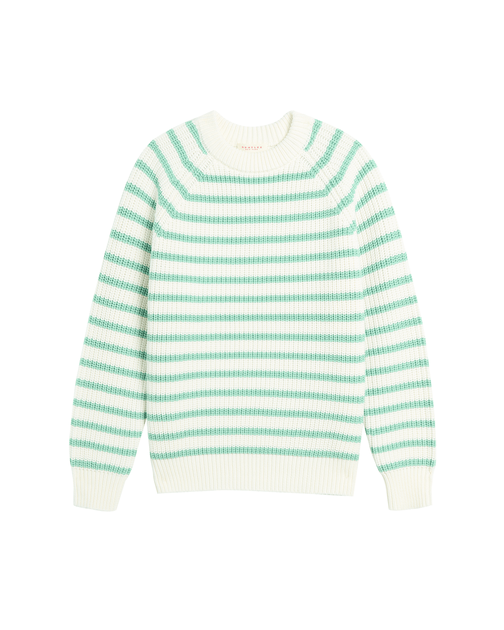 Phoebe Stripe Cotton Sweater in Off White/Spearmint