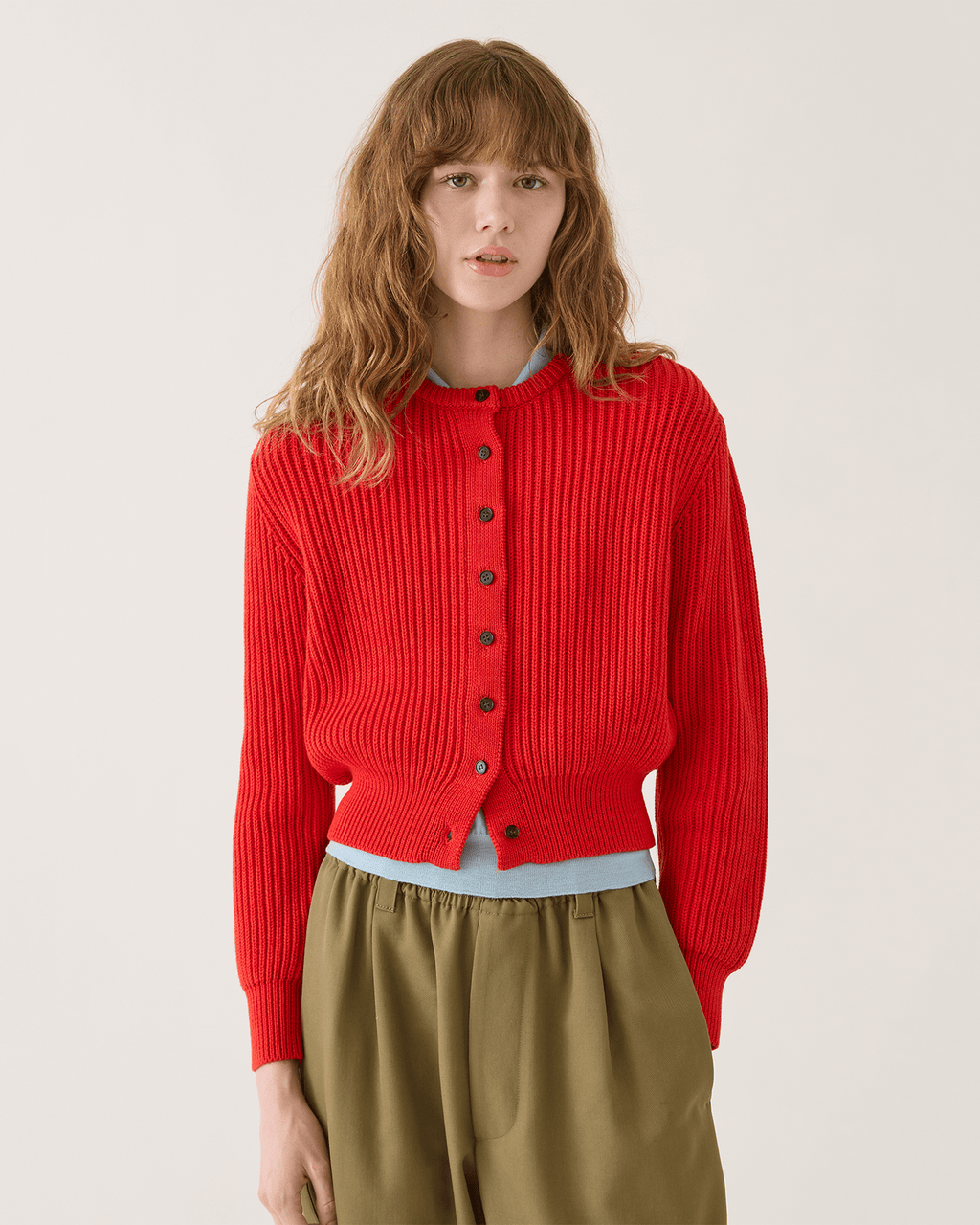 Riana Cotton Sweater in Vermillion