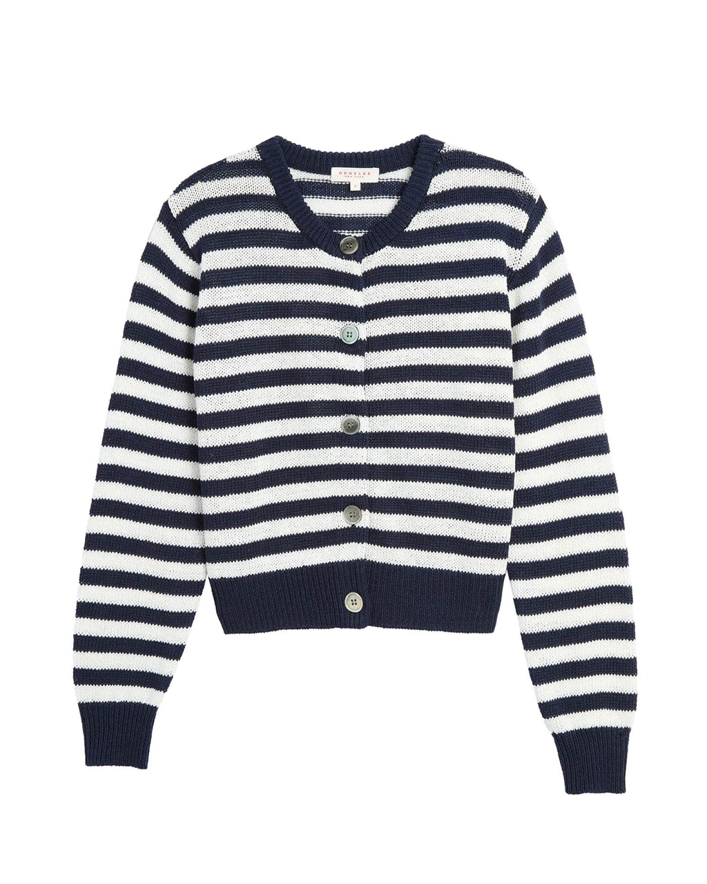Savannah Stripe Cotton Cardigan in Navy/Off White
