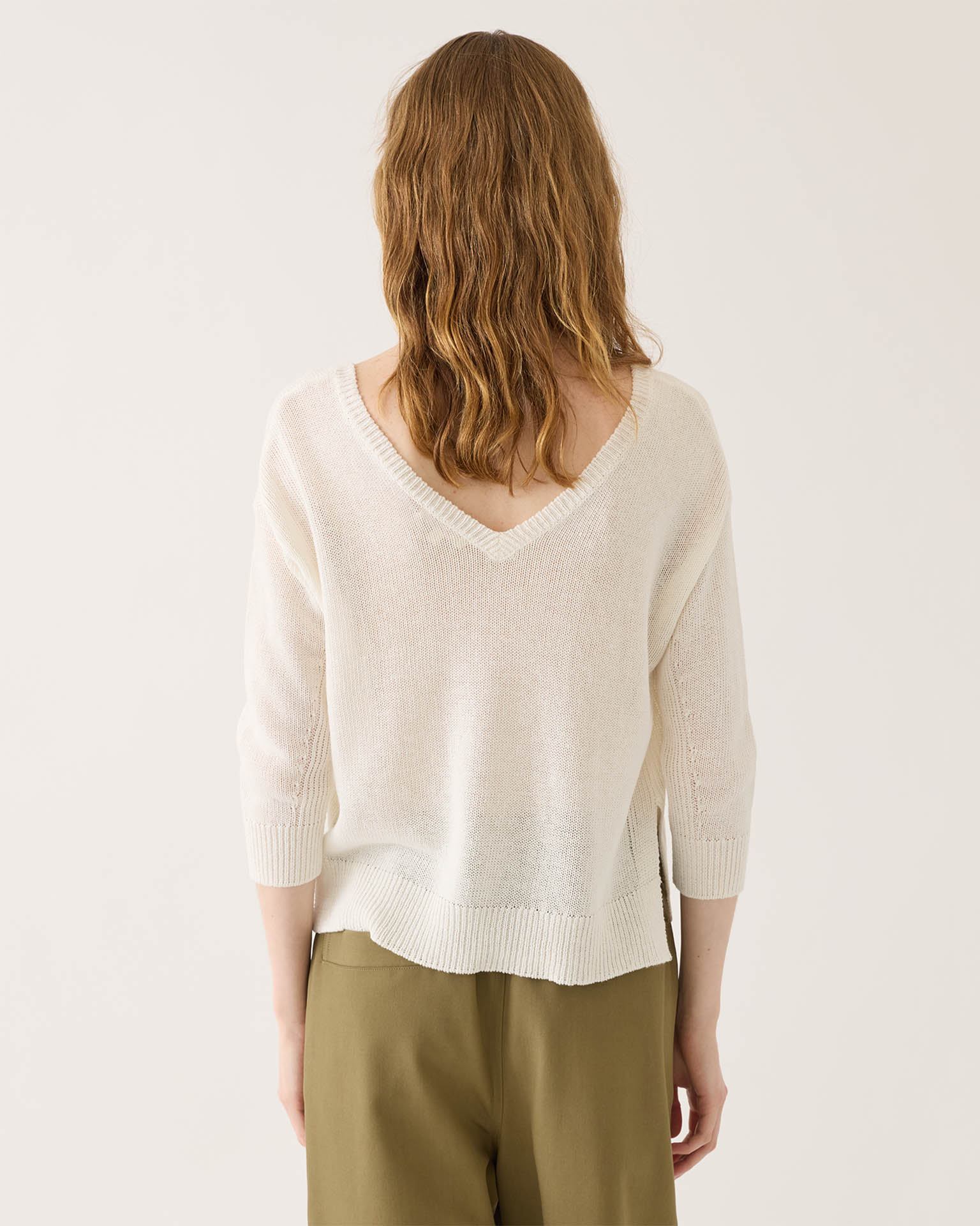 Sunny Cotton Linen Sweater in Off White
