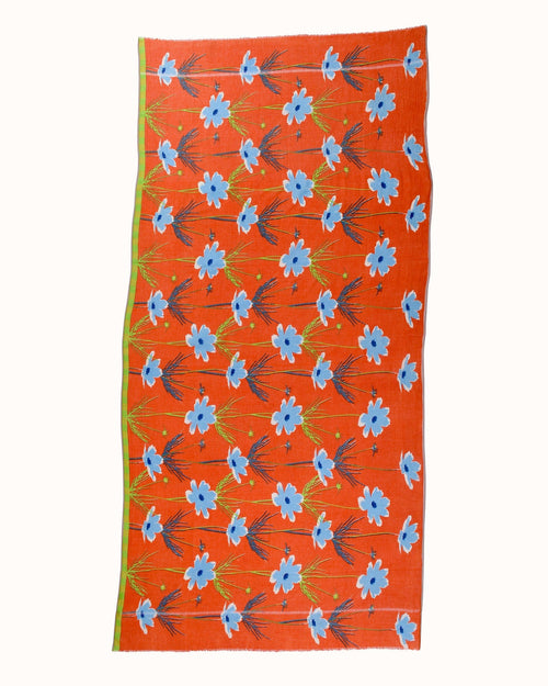 100% Cttn Floral Scarf in Fiesta