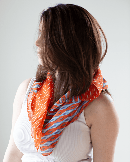 100% Cttn Split Diamonds Bandana in Orange