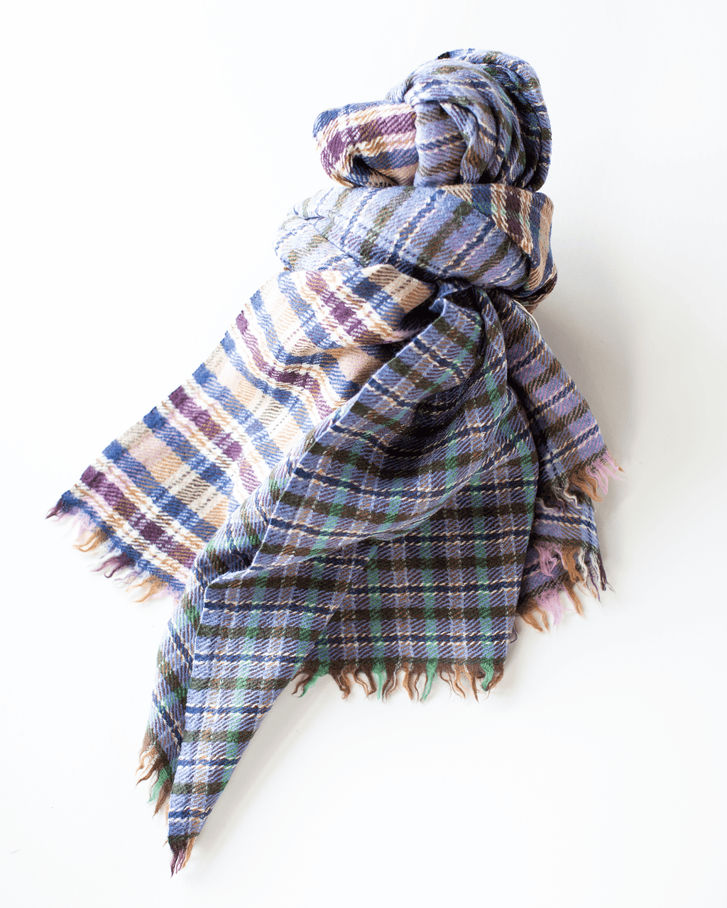 Check Blanket Shawl in Blue