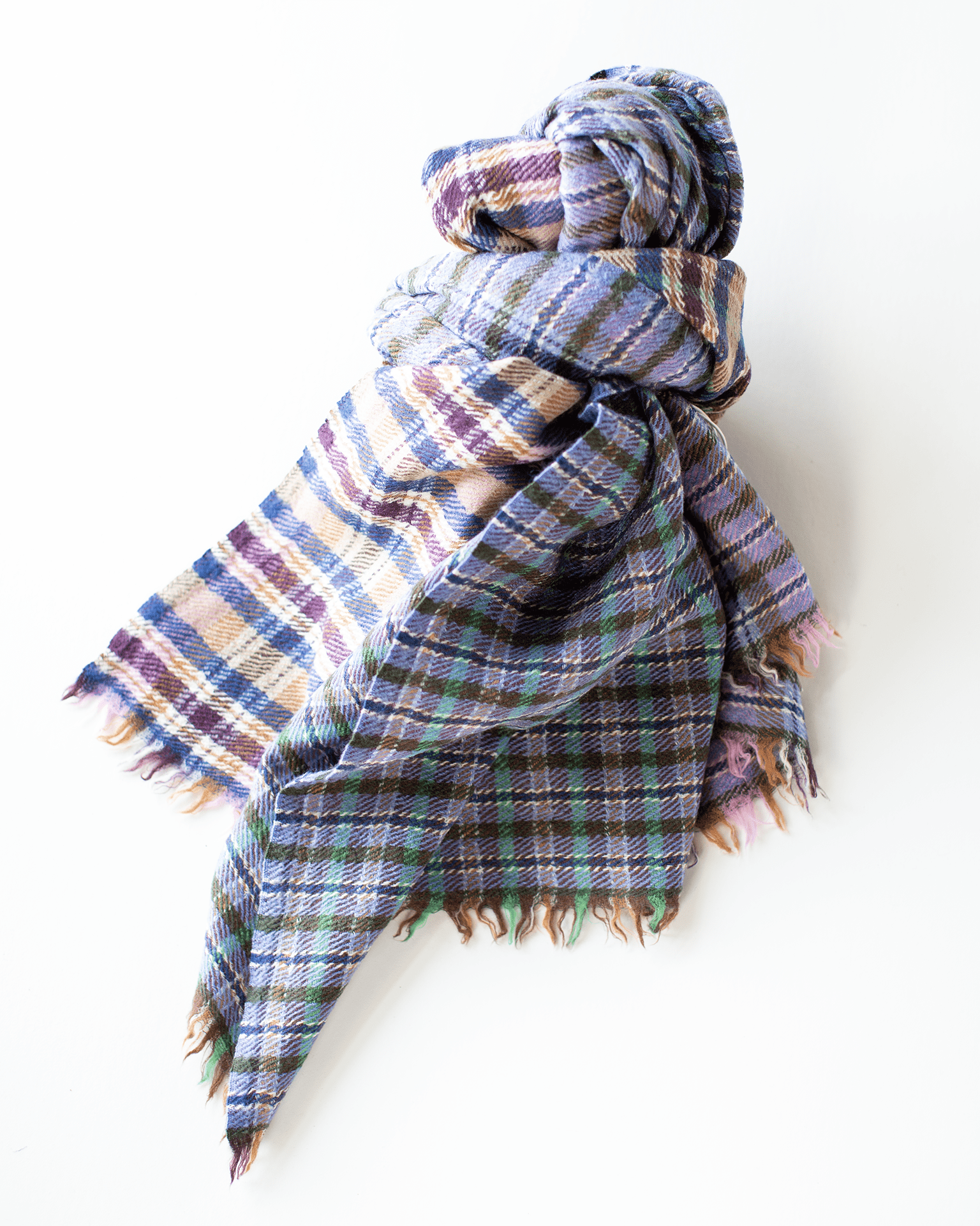 Check Blanket Shawl in Blue