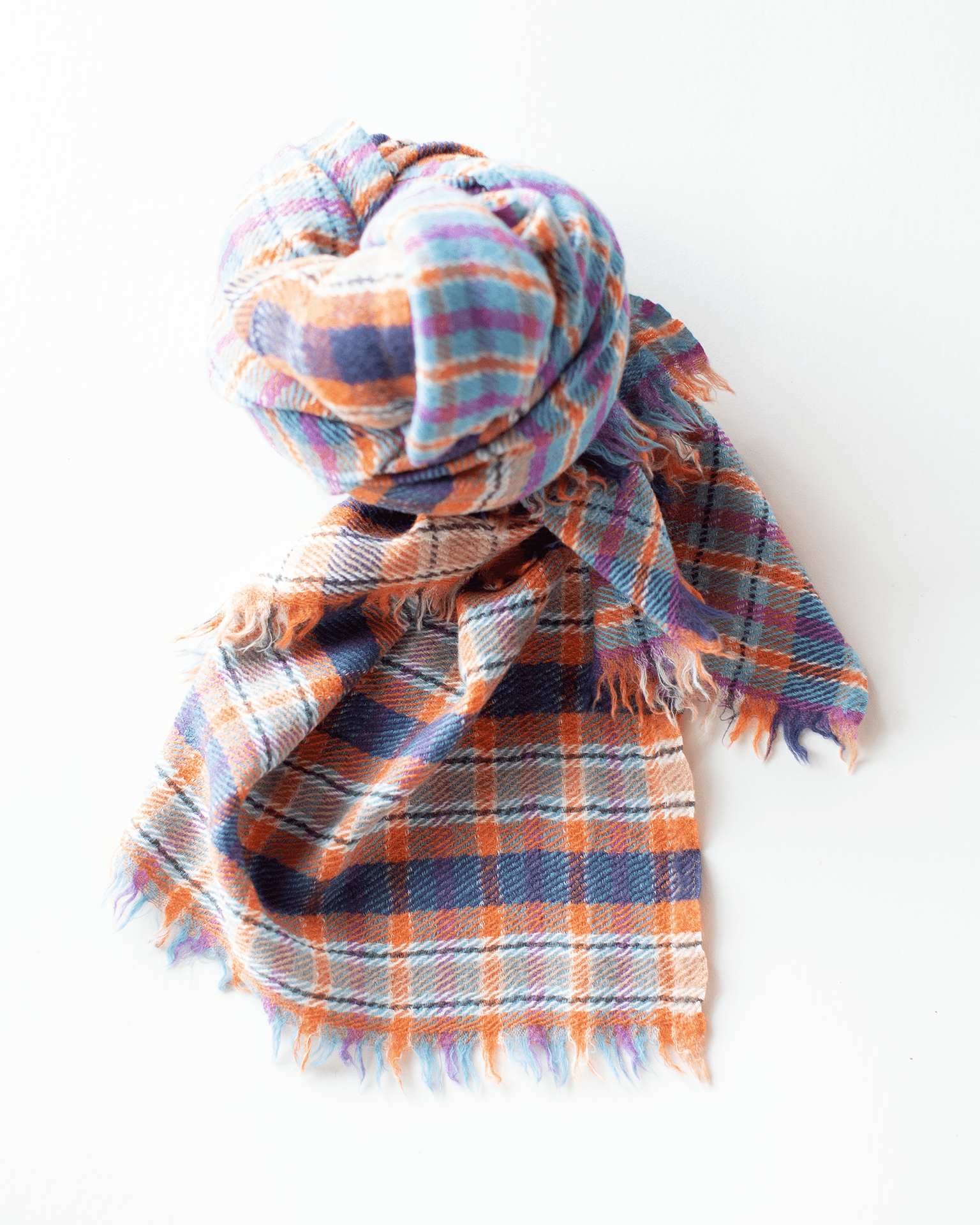 Check Blanket Shawl in Orange