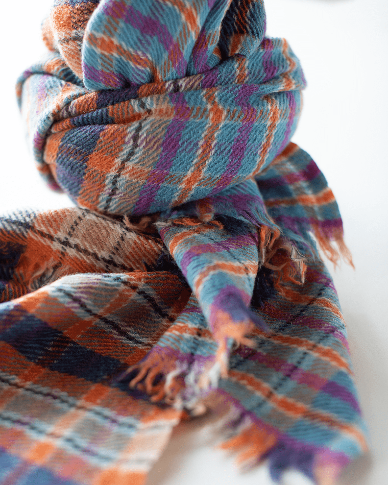 Check Blanket Shawl in Orange